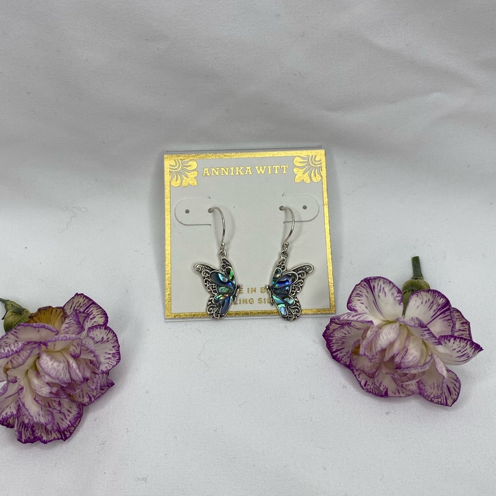 Annika Witt brand new 925 Sterling Silver butterfly Earrings with Abalone🦋